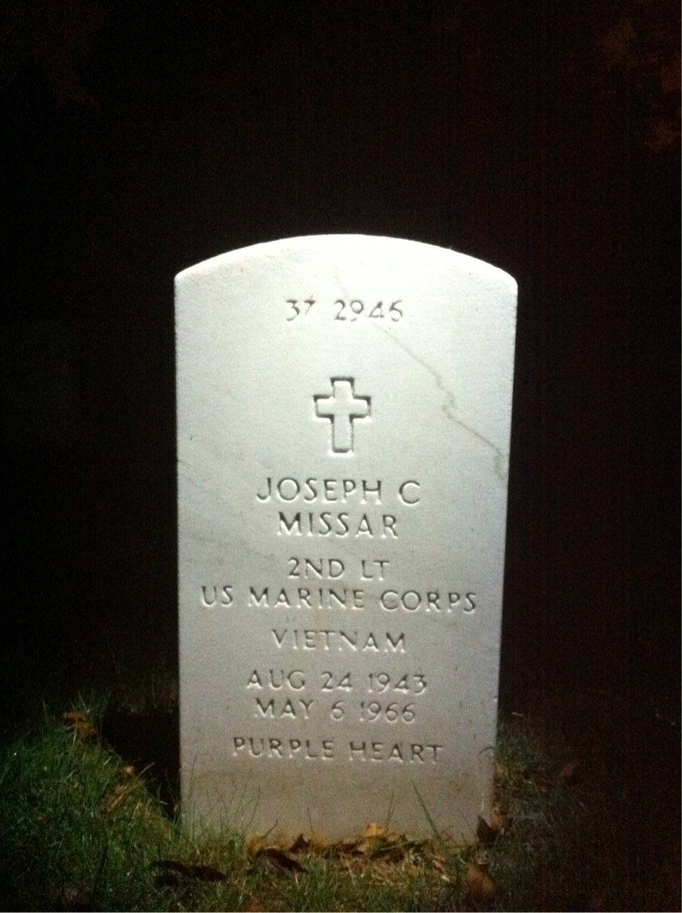 Back of headstone — C Missar