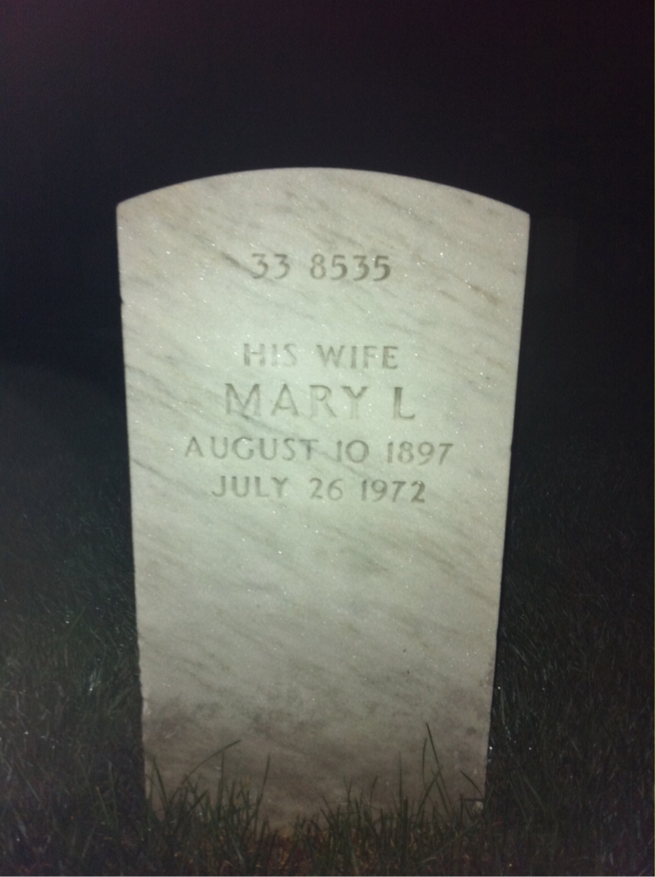 Back of headstone — William O Lewis