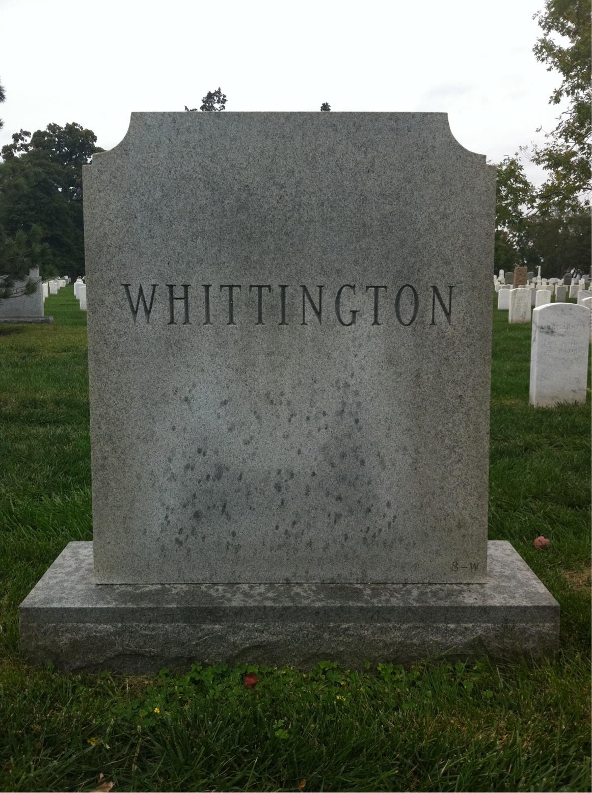 Headstone shared by 2 interments, including Hulon Brocke Whittington