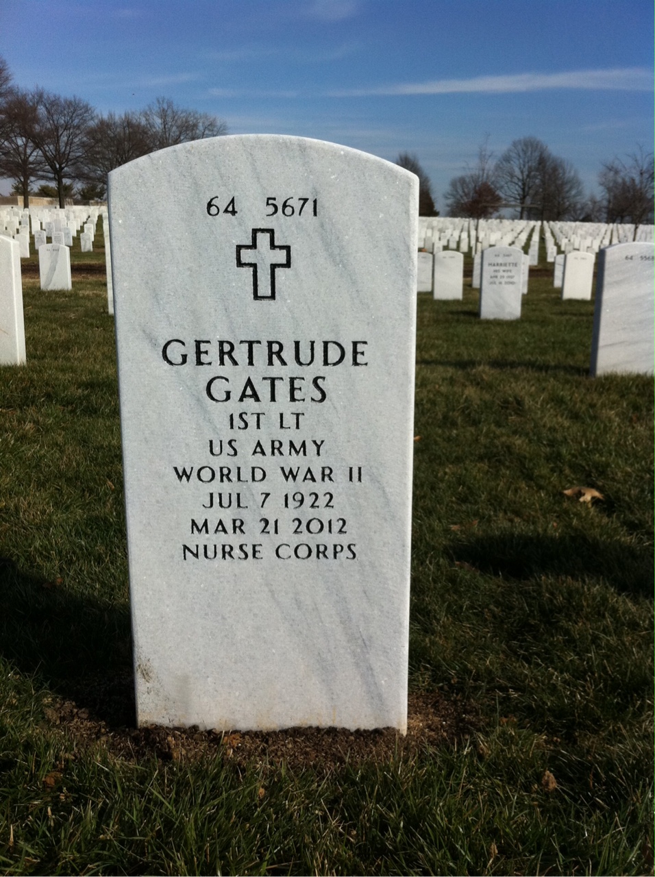 Back of headstone — William Gates