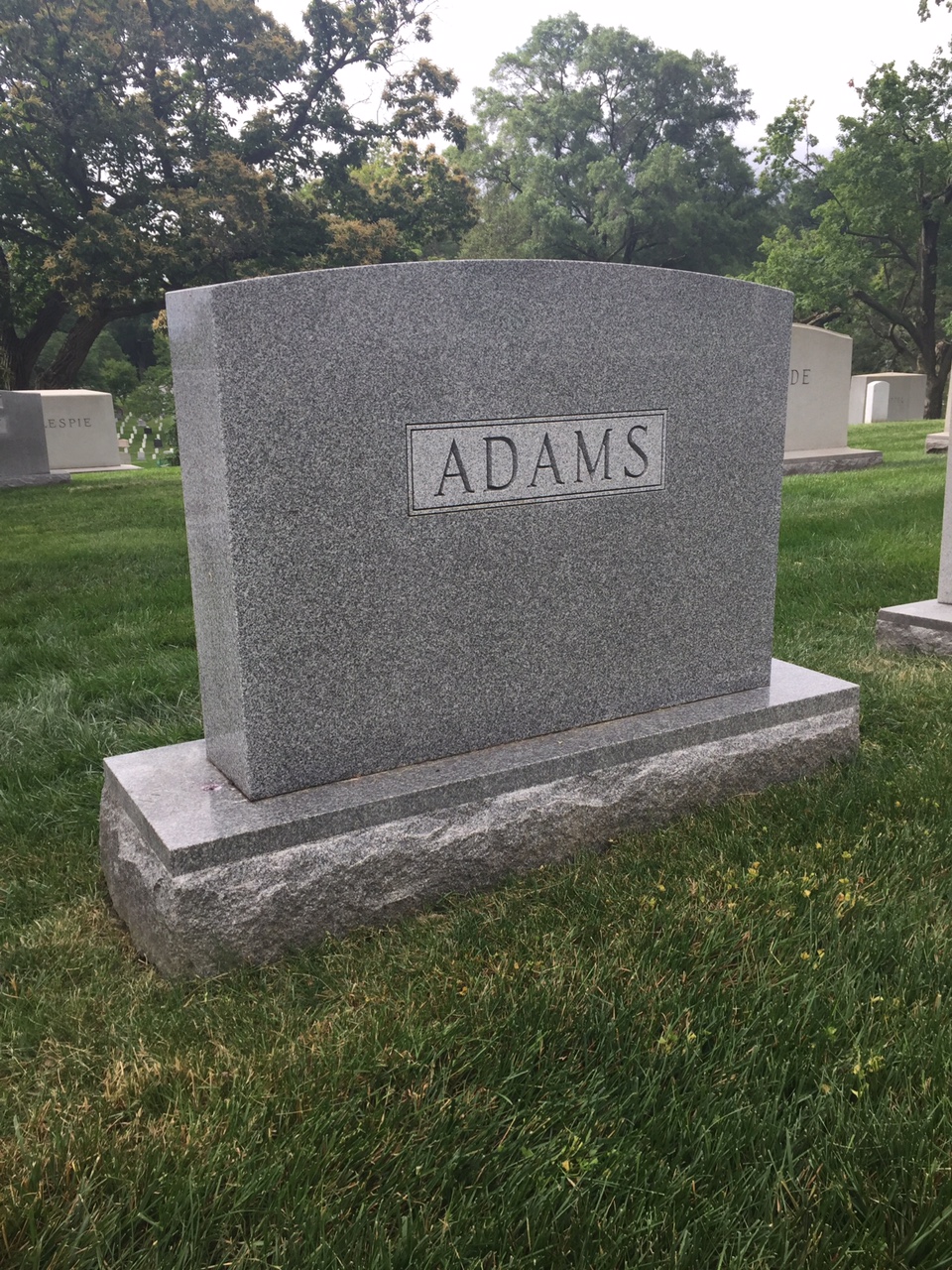 Back of headstone — Robert Adams