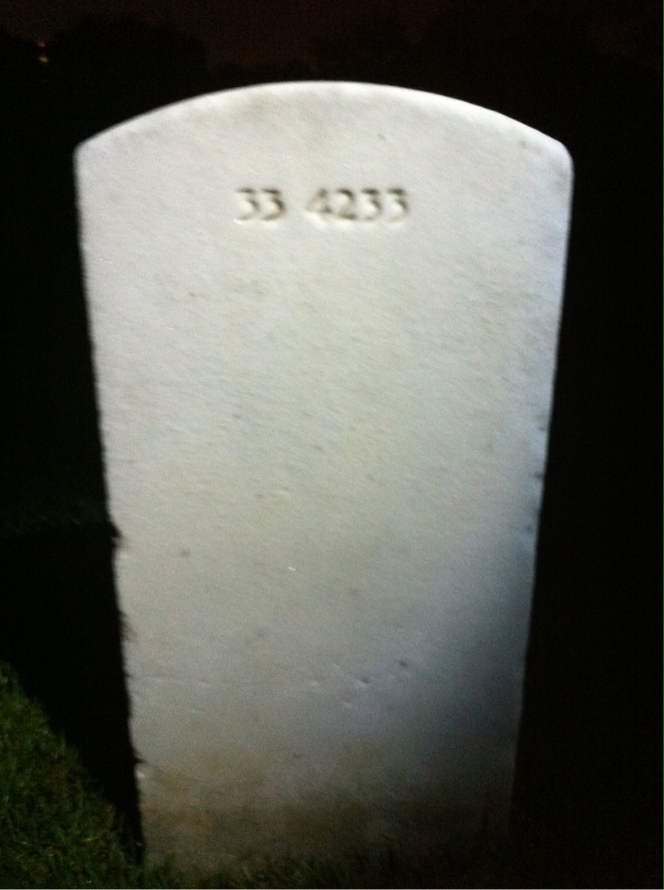 Back of headstone — Harrison Finley