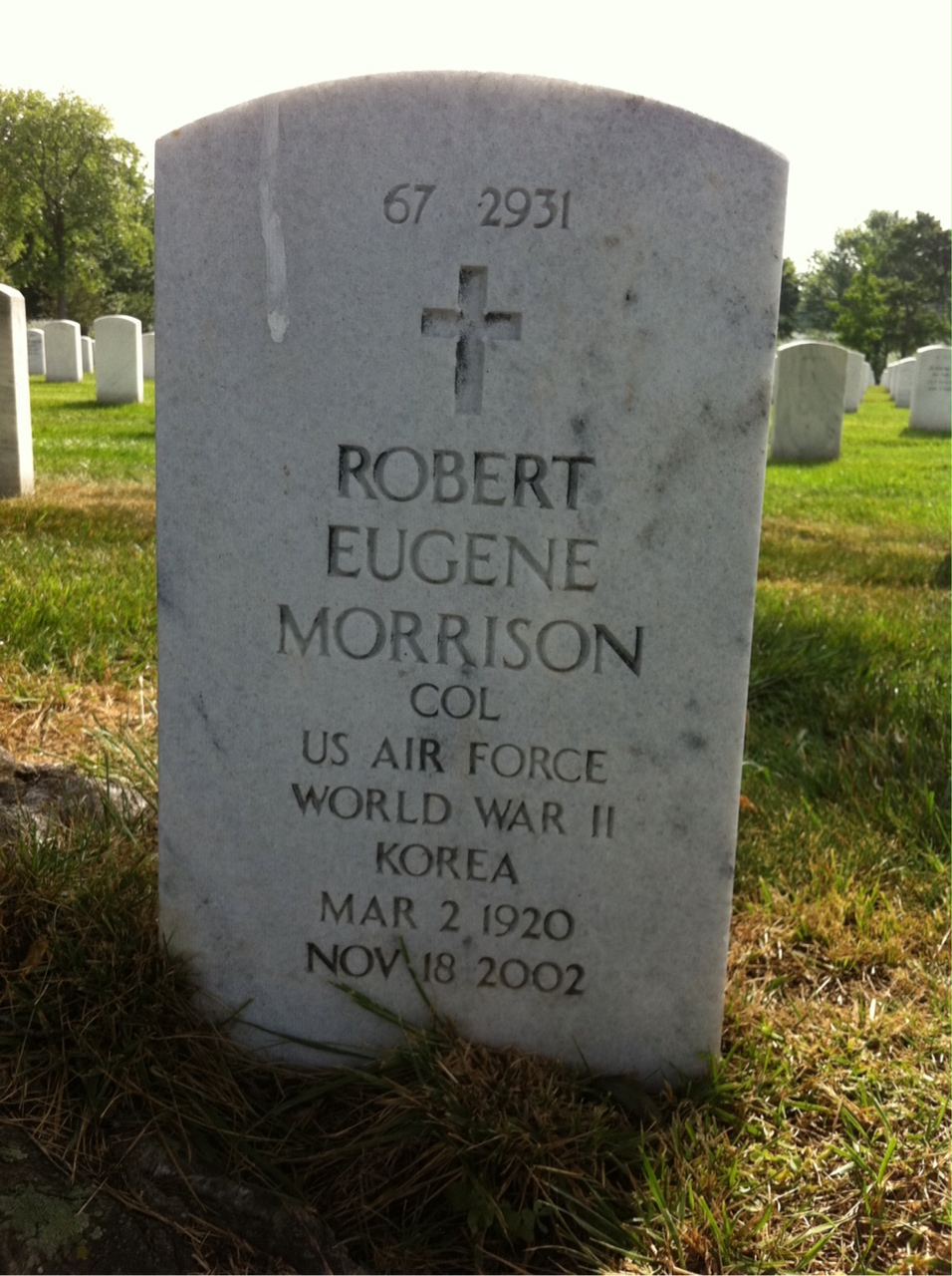 Back of headstone — Robert Morrison