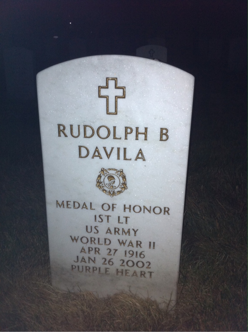 Headstone shared by 2 interments, including Rudolph B. Davila