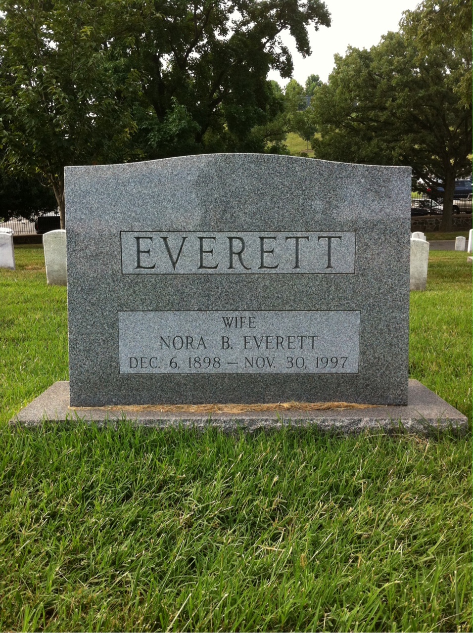 Back of headstone — Perley Everett