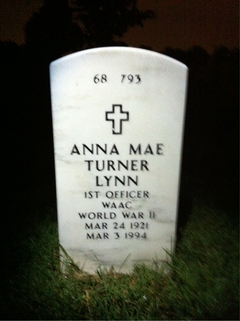 Back of headstone — George Lynn