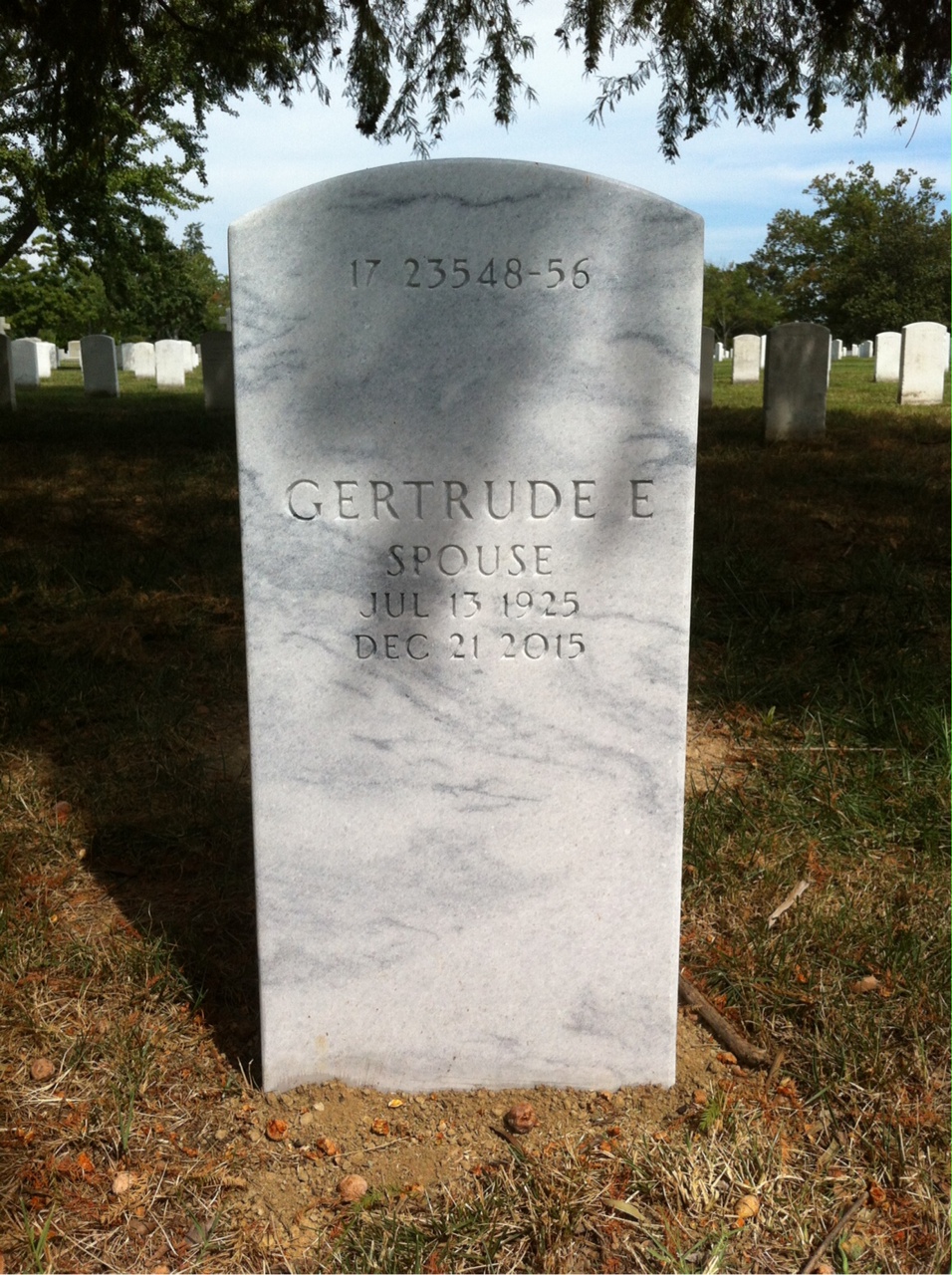 Back of headstone — Rodger Adrian