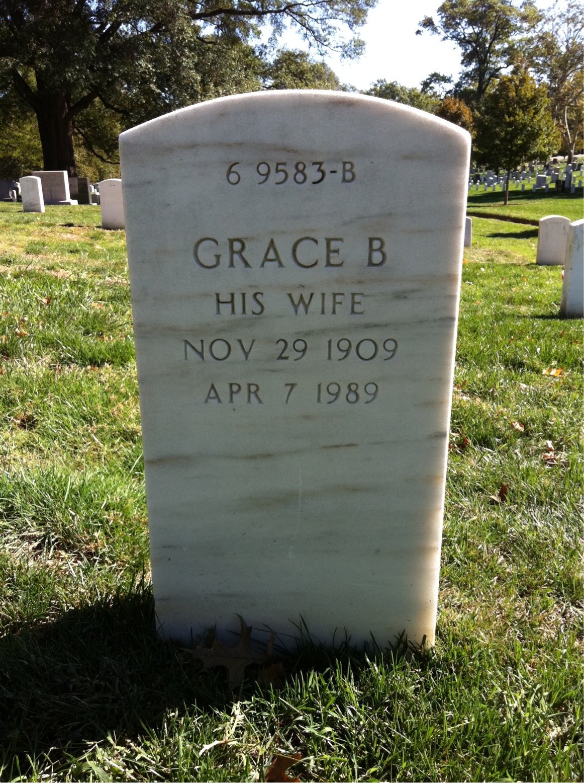 Back of headstone — Grace Morse