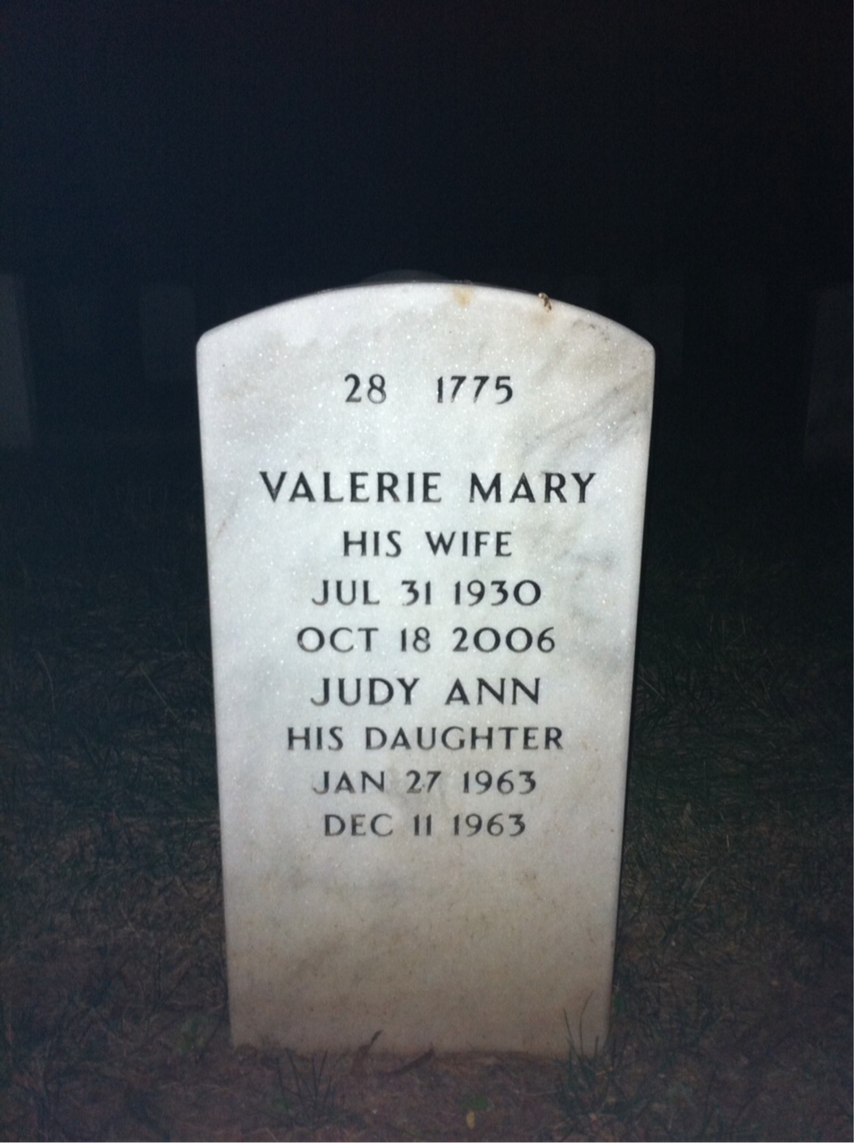 Back of headstone — William Read
