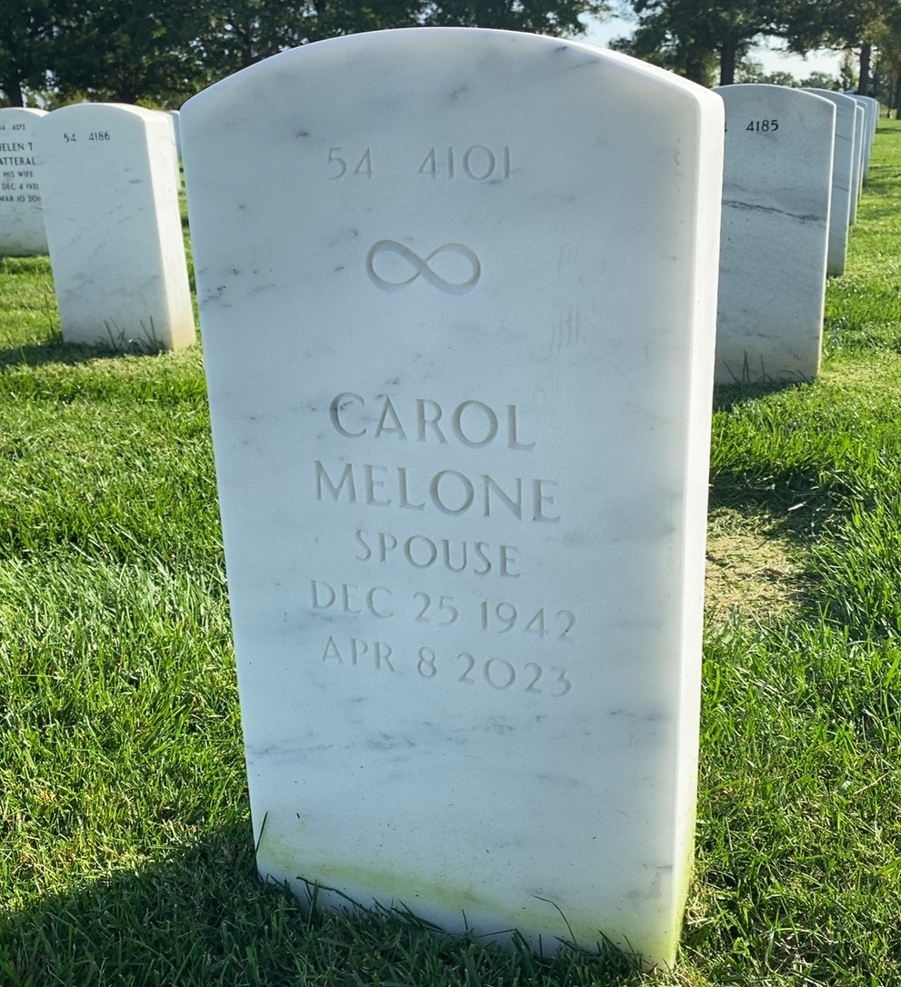 Back of headstone — Nicholas Melone