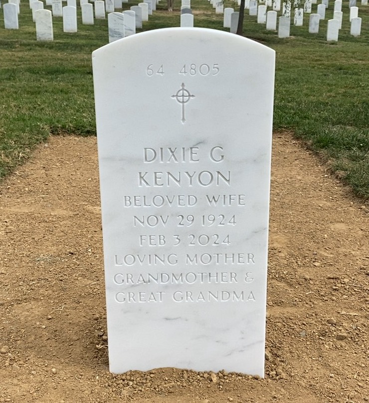 Back of headstone — Jack Kenyon