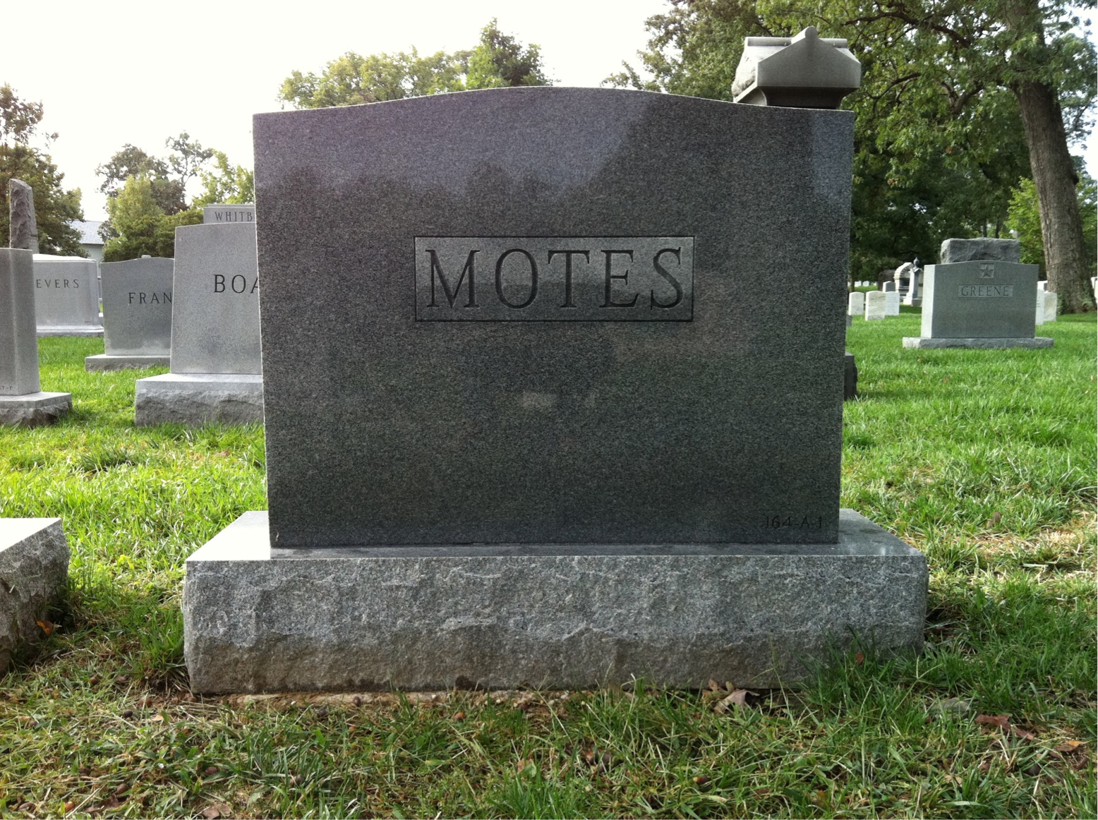 Back of headstone — Elizabeth Motes
