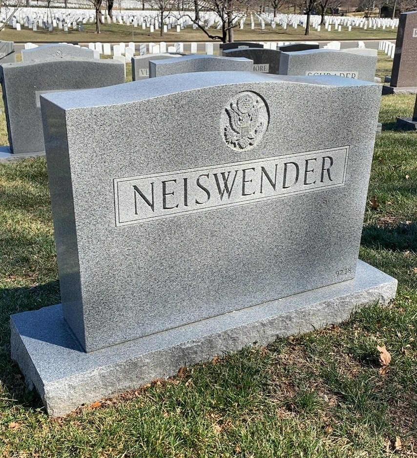 Back of headstone — Roland D Neiswender