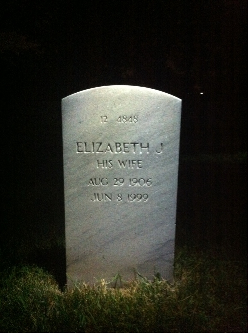 Back of headstone — Elizabeth Bainbridge