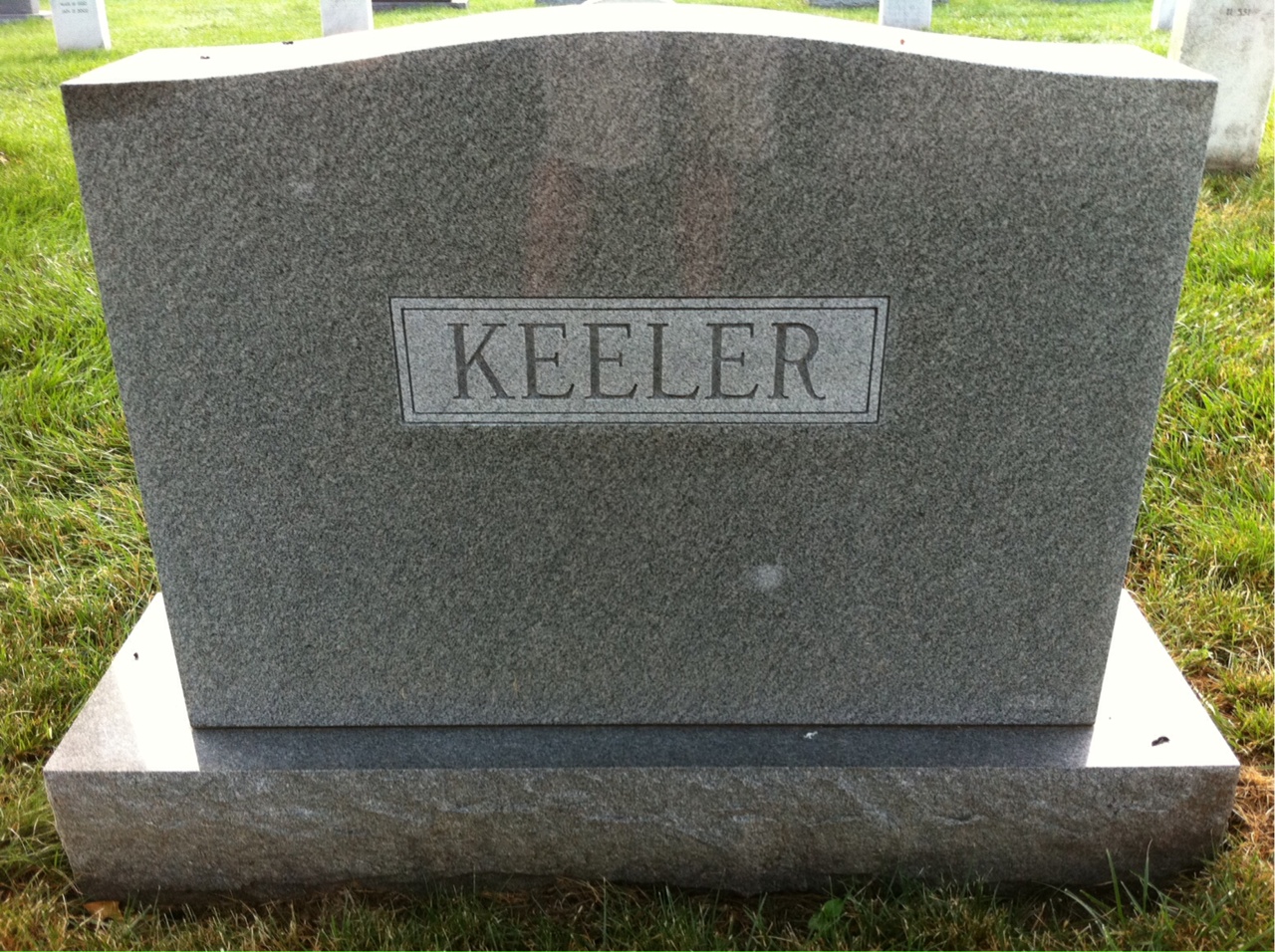 Back of headstone — Albert Keeler