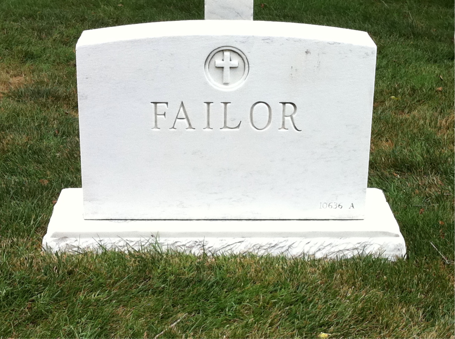 Back of headstone — Kenneth Failor