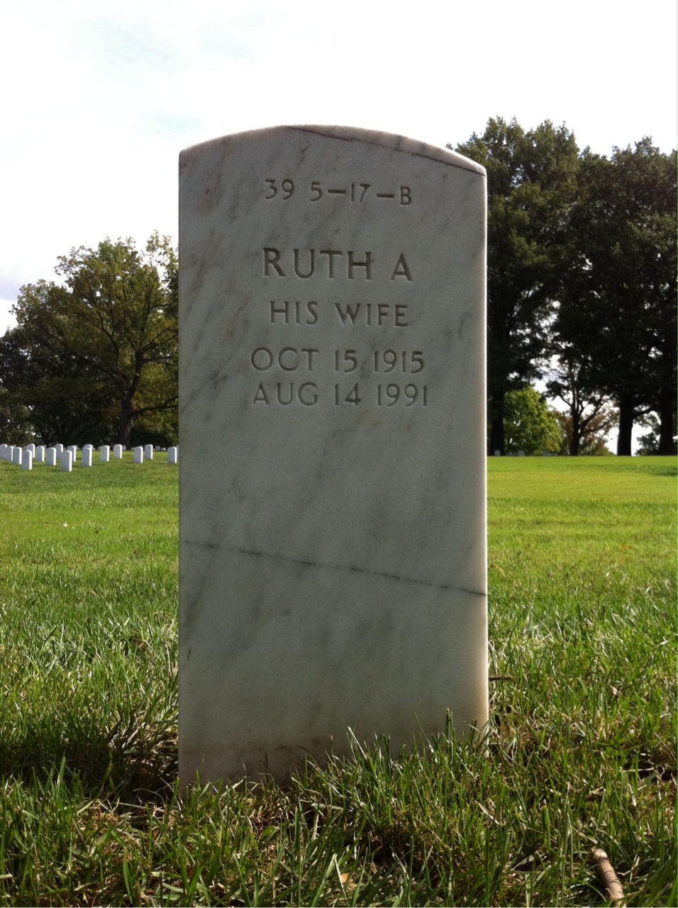 Back of headstone — Ruth Myers