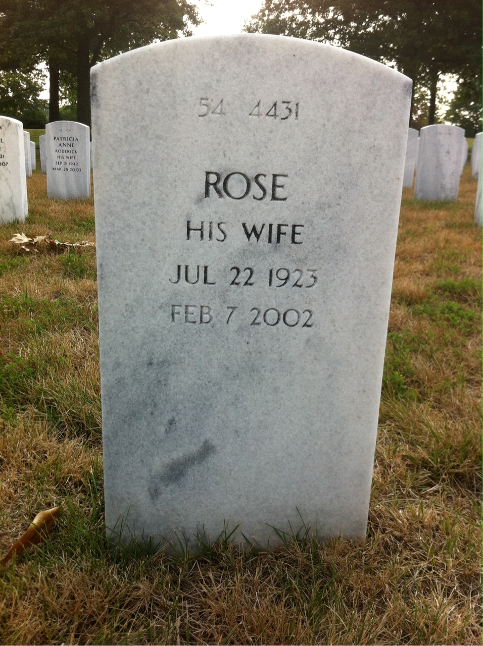 Back of headstone — Leonard Bafundo