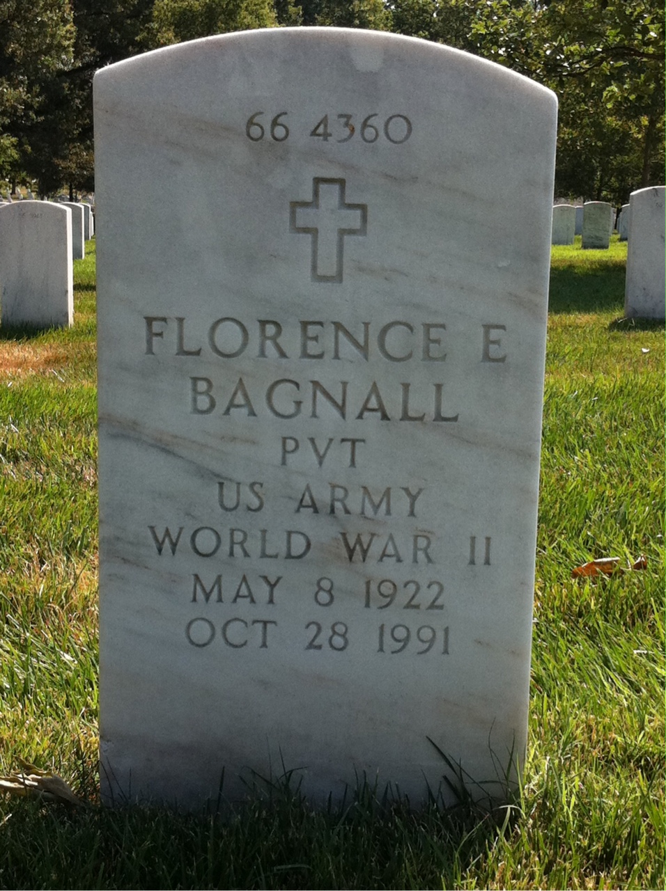 Back of headstone — Florence Bagnall