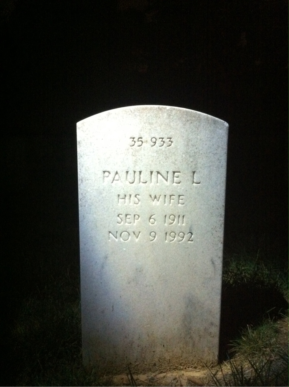 Back of headstone — Pauline Abrahams