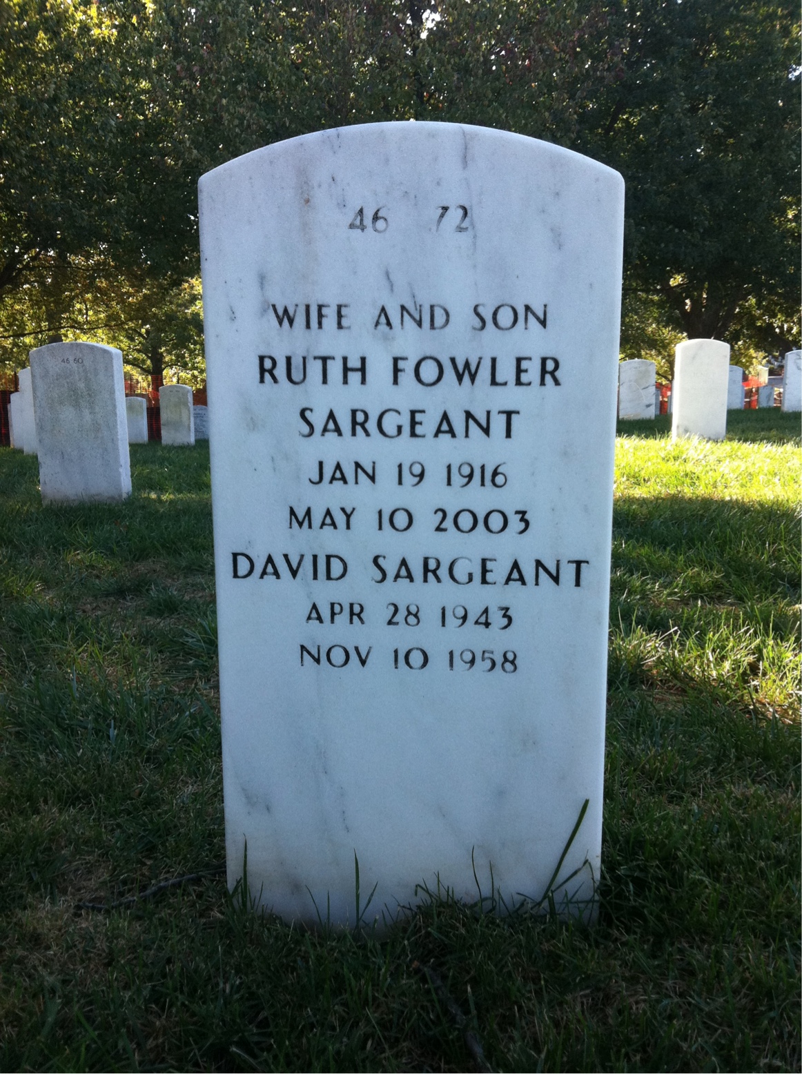 Back of headstone — Chandler Swanson