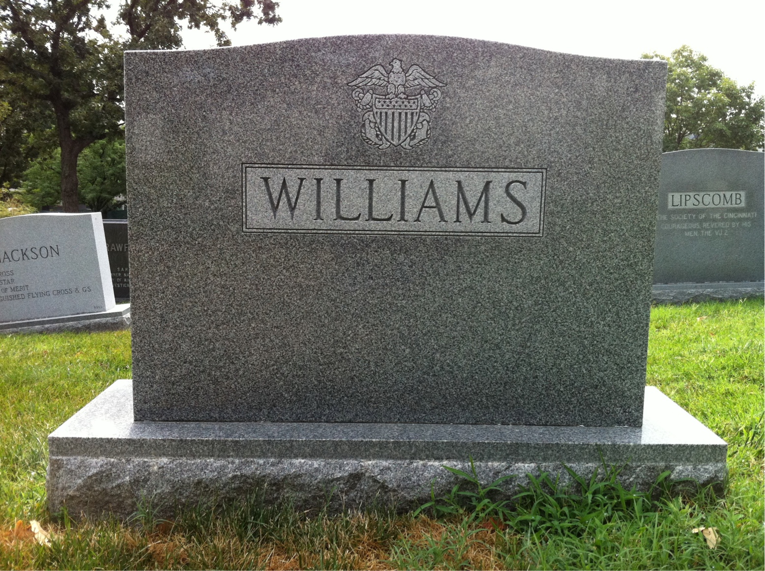 Back of headstone — Buck Williams