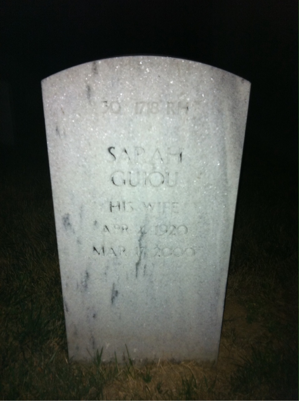 Back of headstone — William R Fisher
