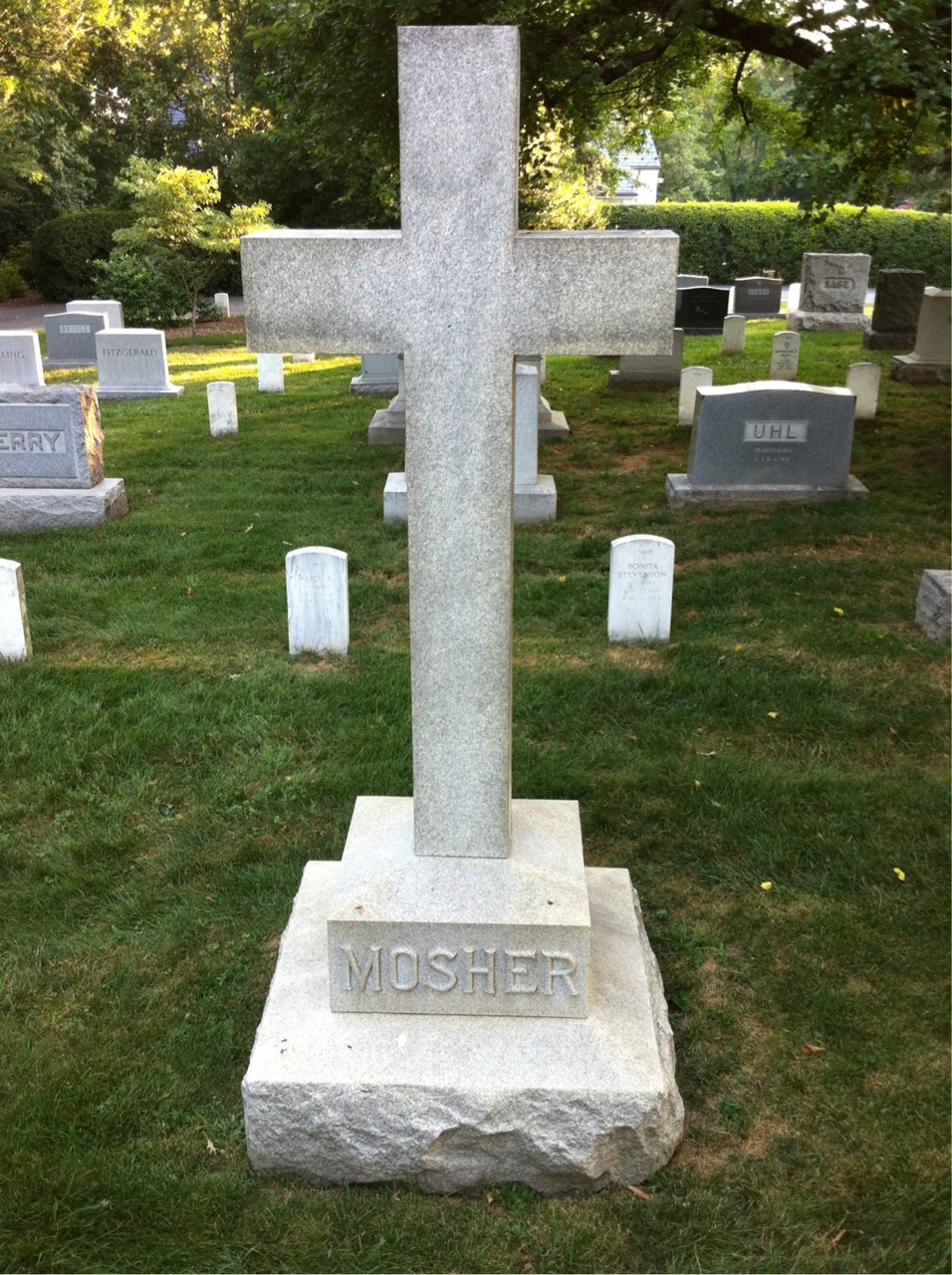 Back of headstone — Augusta Mosher