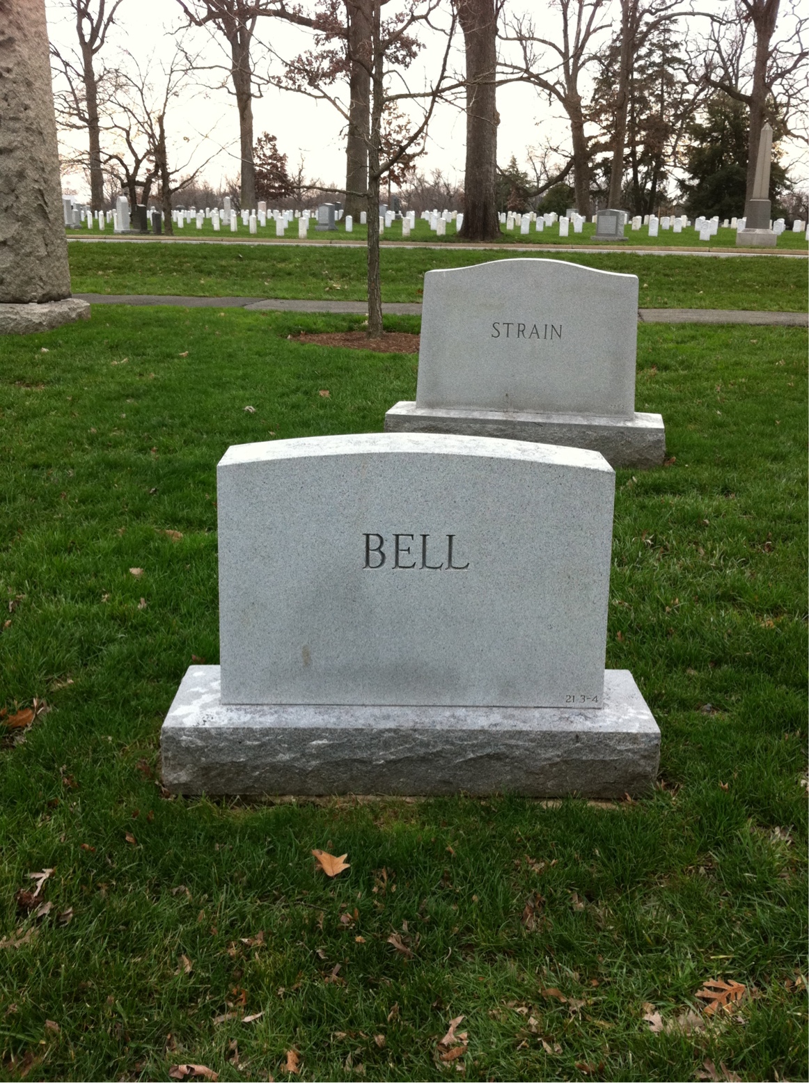 Back of headstone — Thomas L Dell Bell