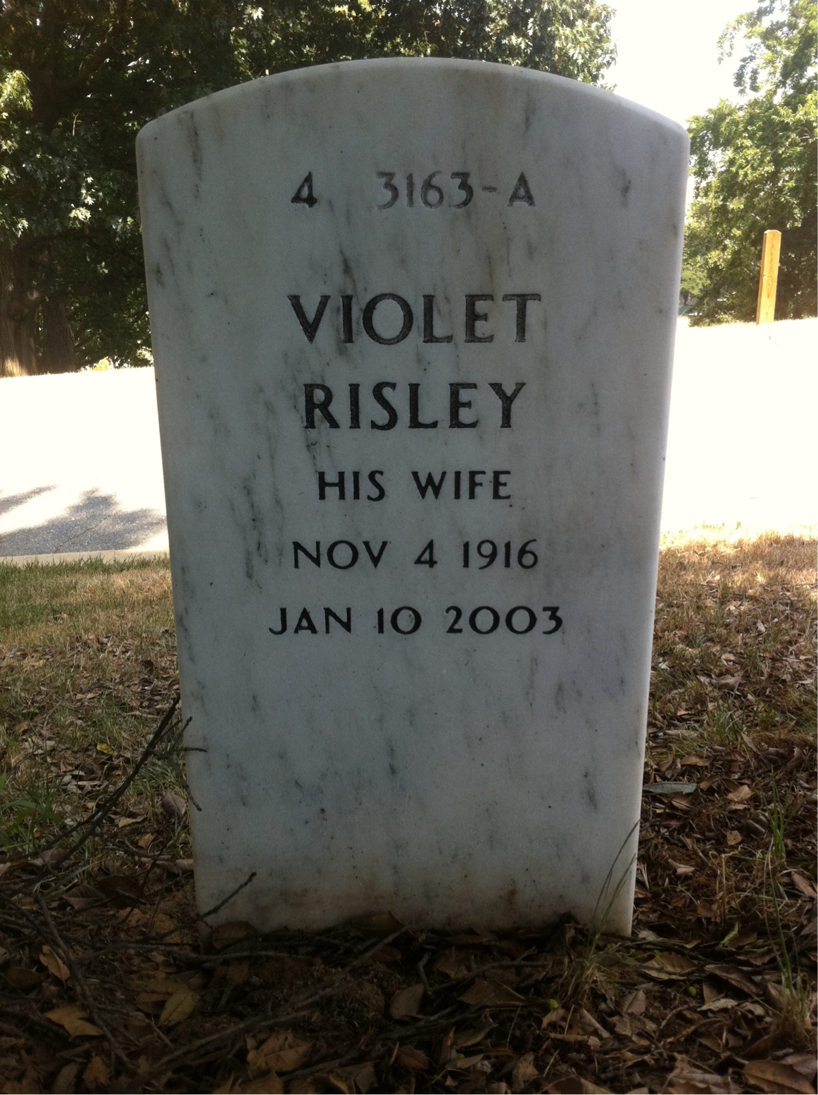 Back of headstone — Brooks Anderson