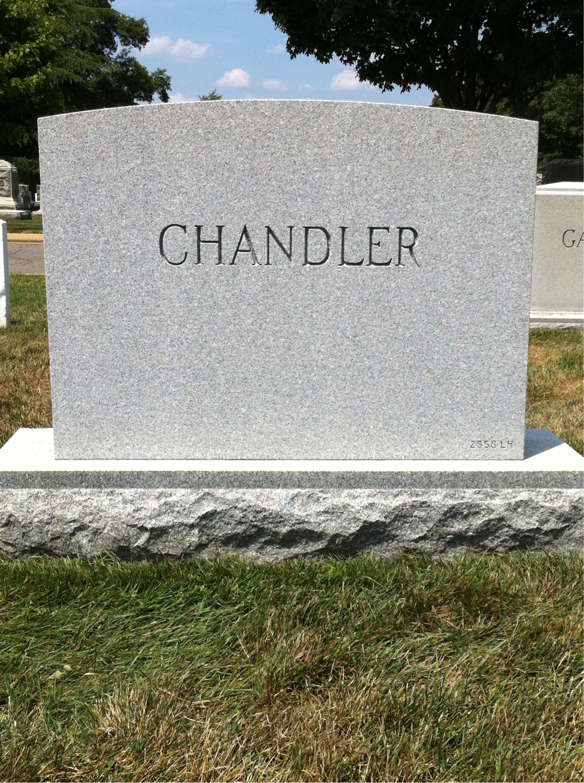 Back of headstone — Charles Chandler