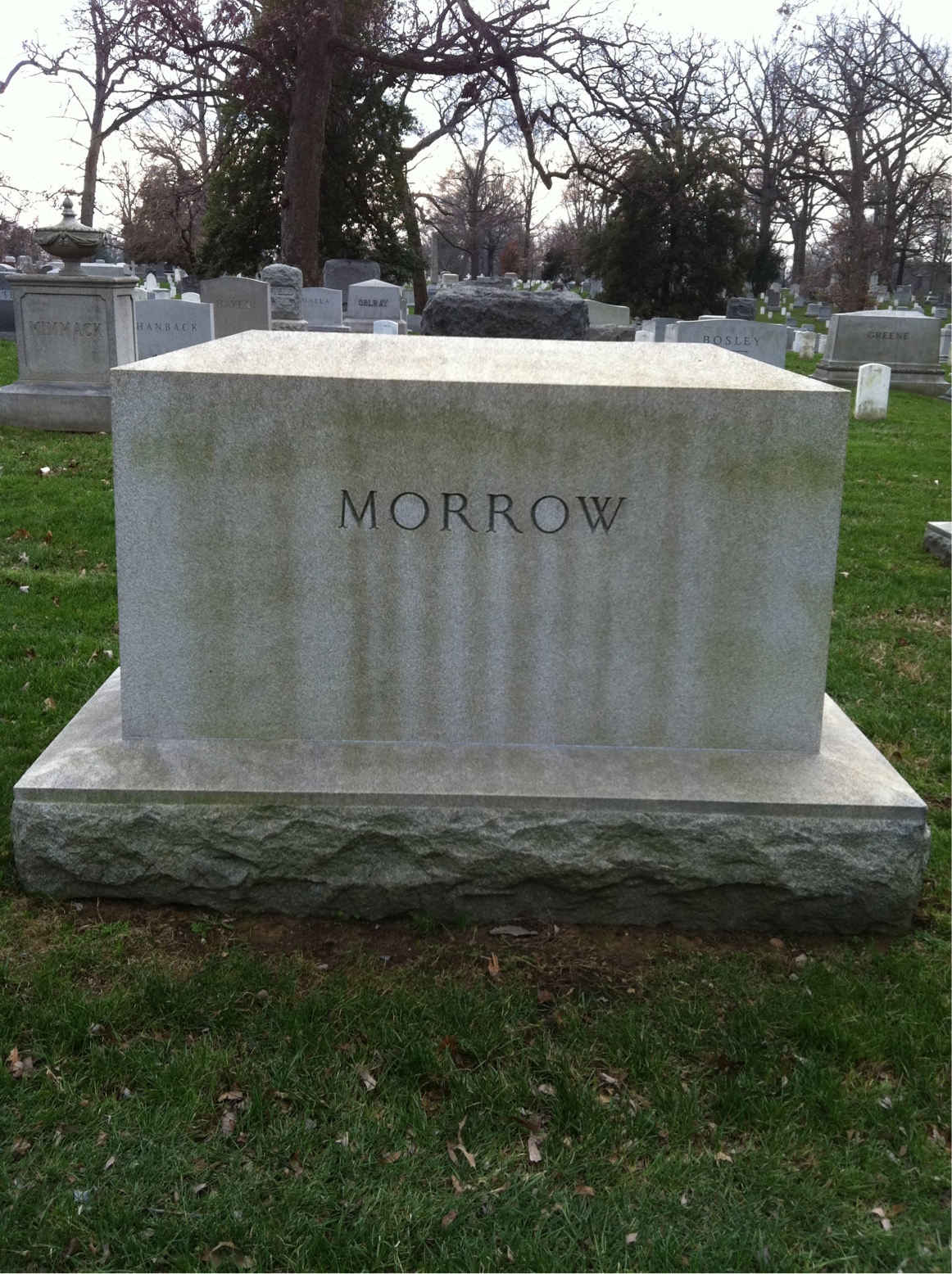 Back of headstone — Fanny Morrow