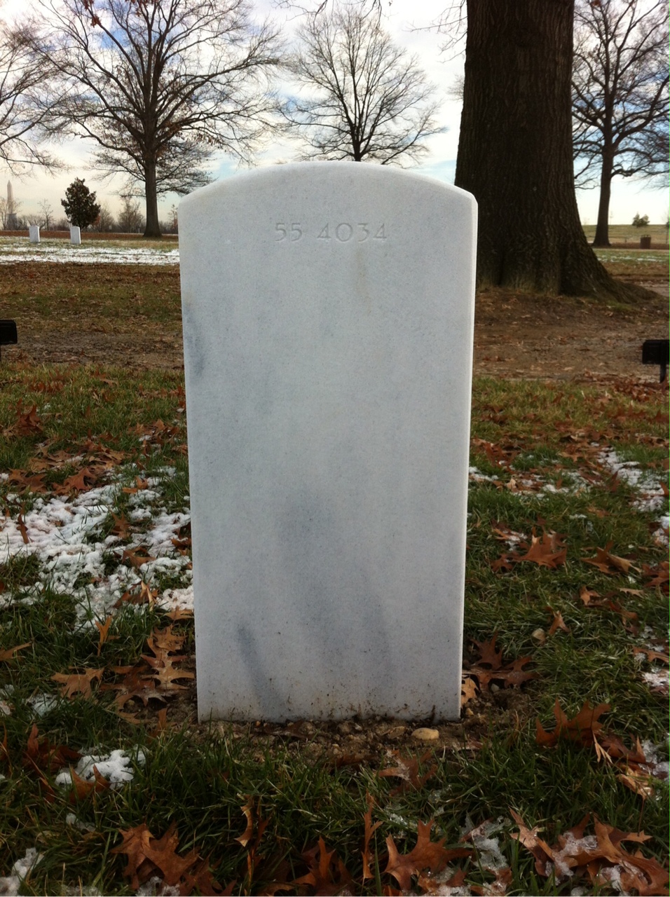 Back of headstone — William Joseph Klein