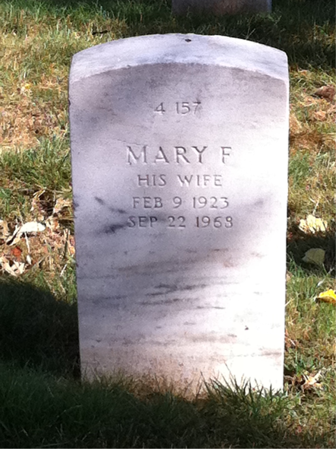 Back of headstone — Mary Archibald
