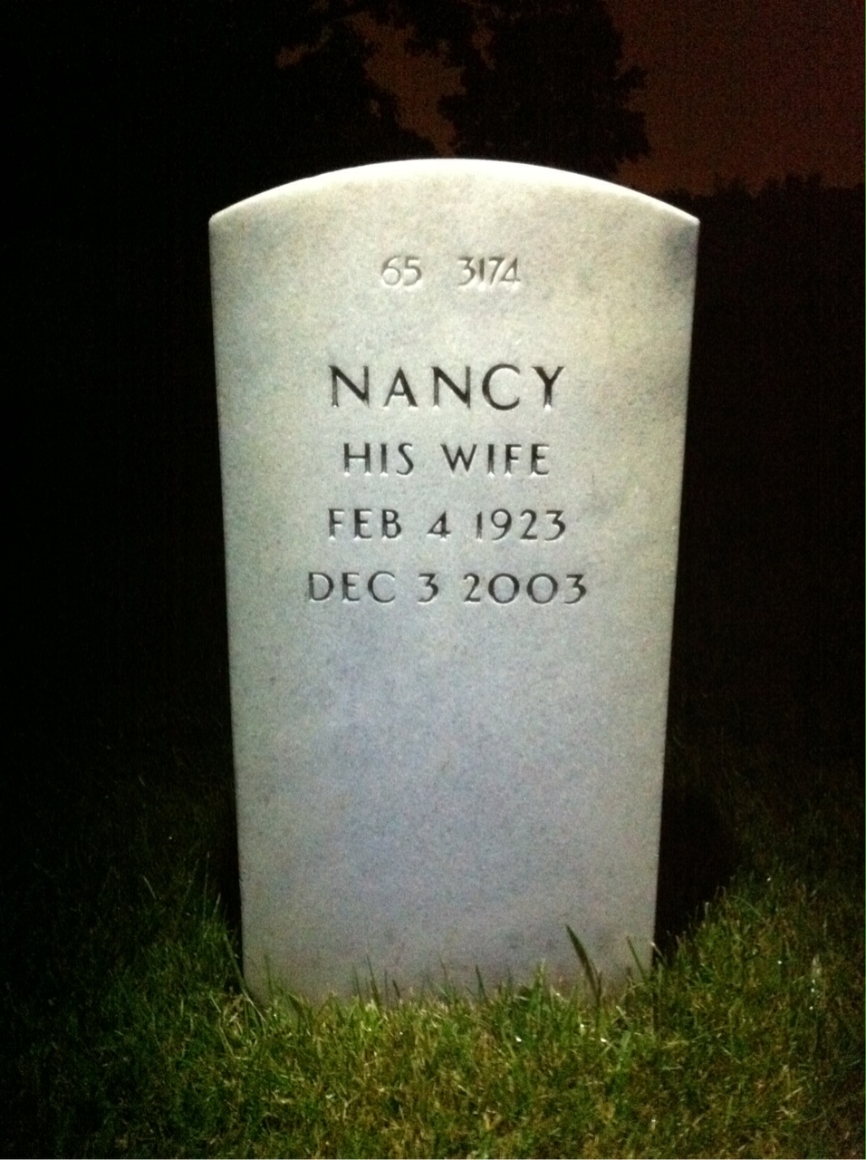 Back of headstone — Bedell Tippins