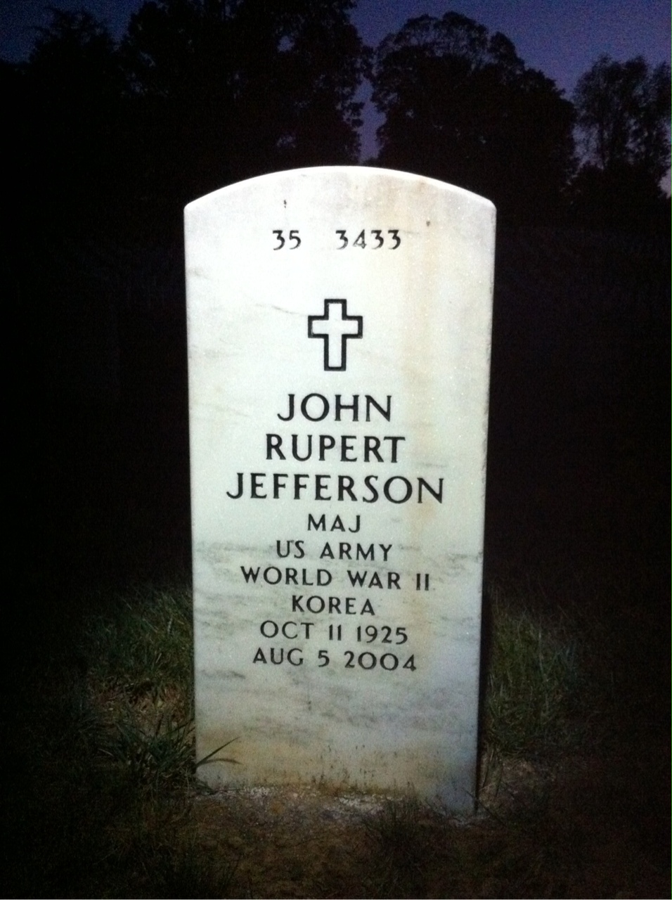 Back of headstone — Harry Jefferson