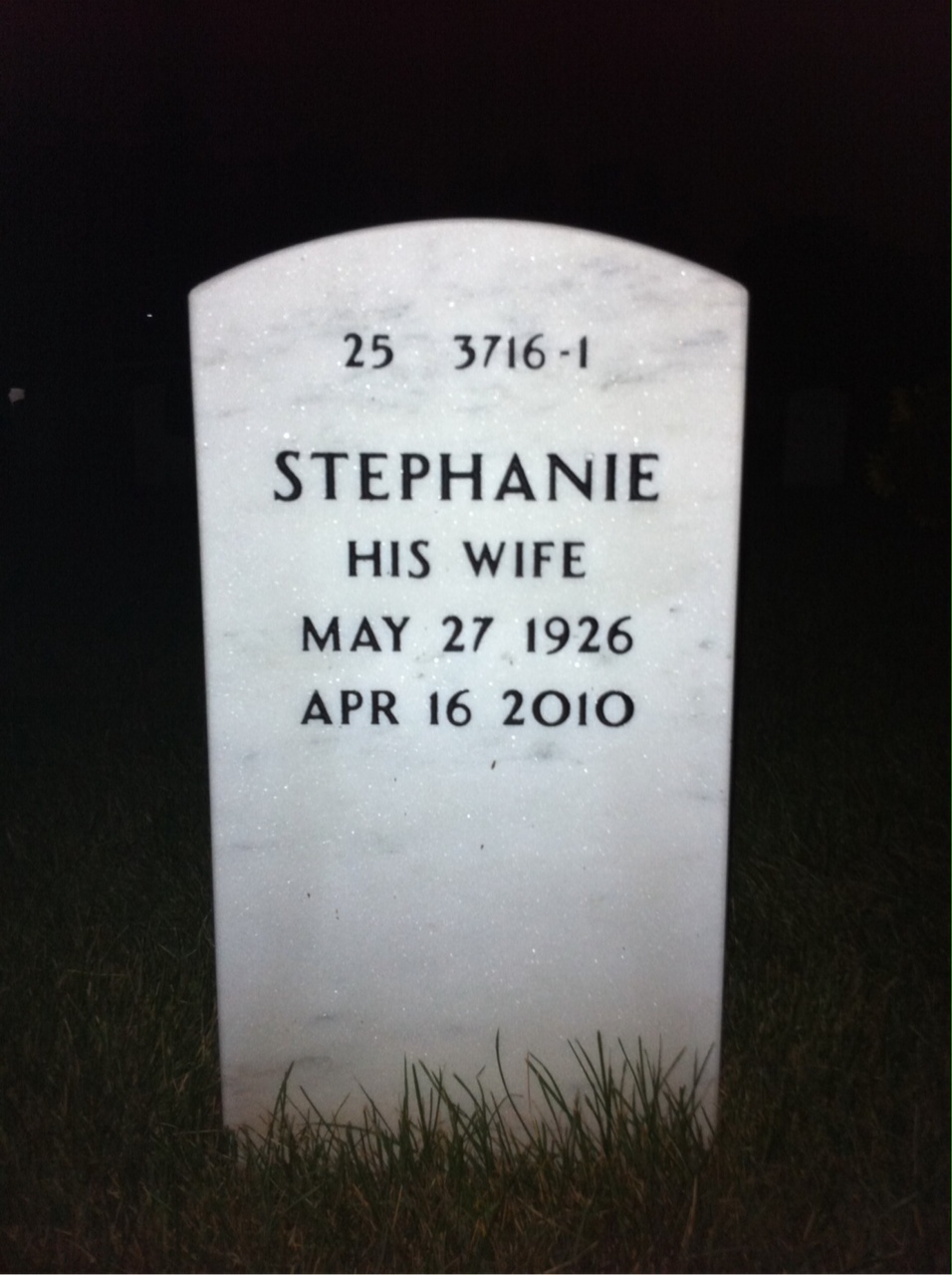 Back of headstone — Stanley Stempien