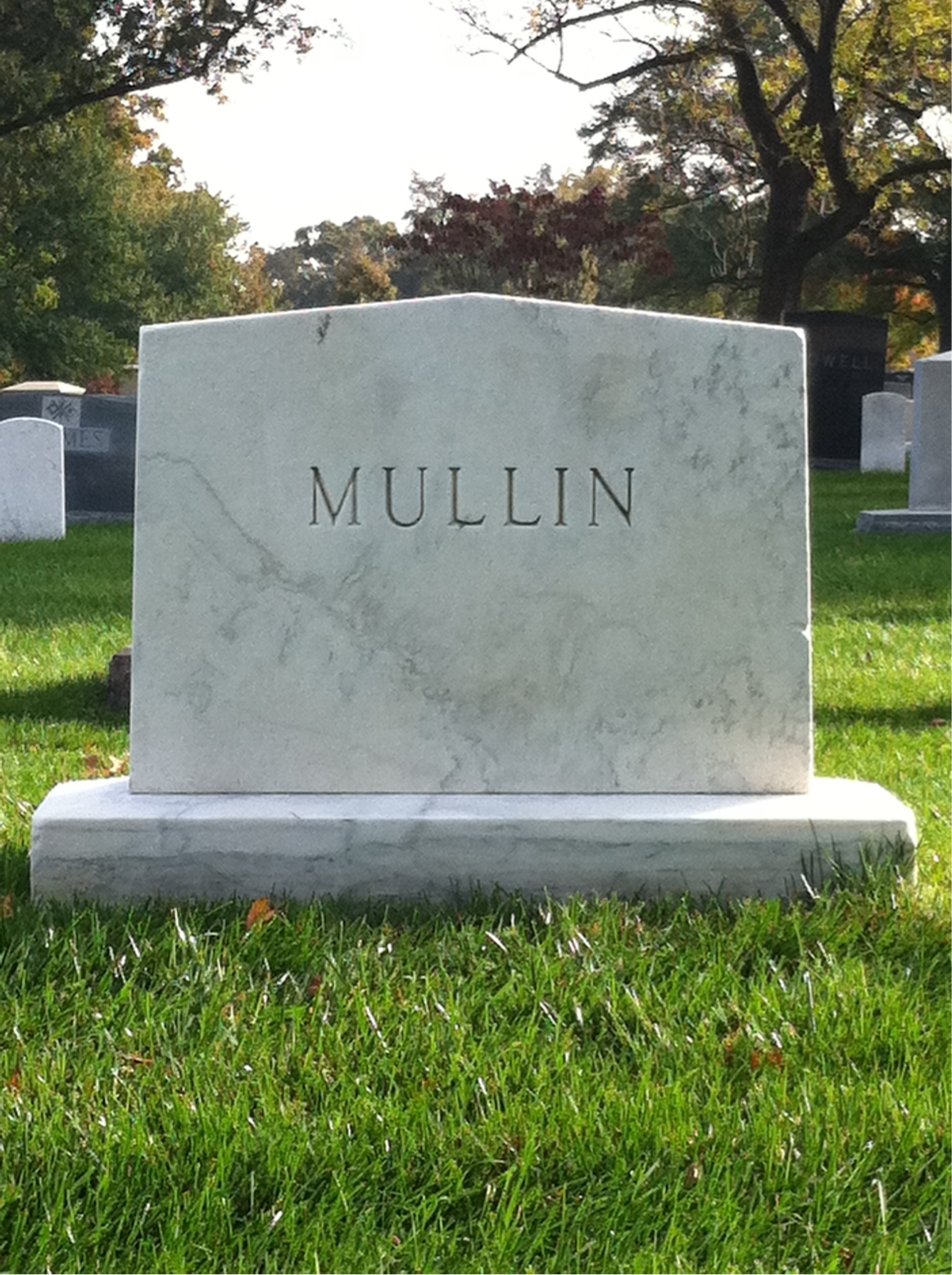 Back of headstone — John Mullin
