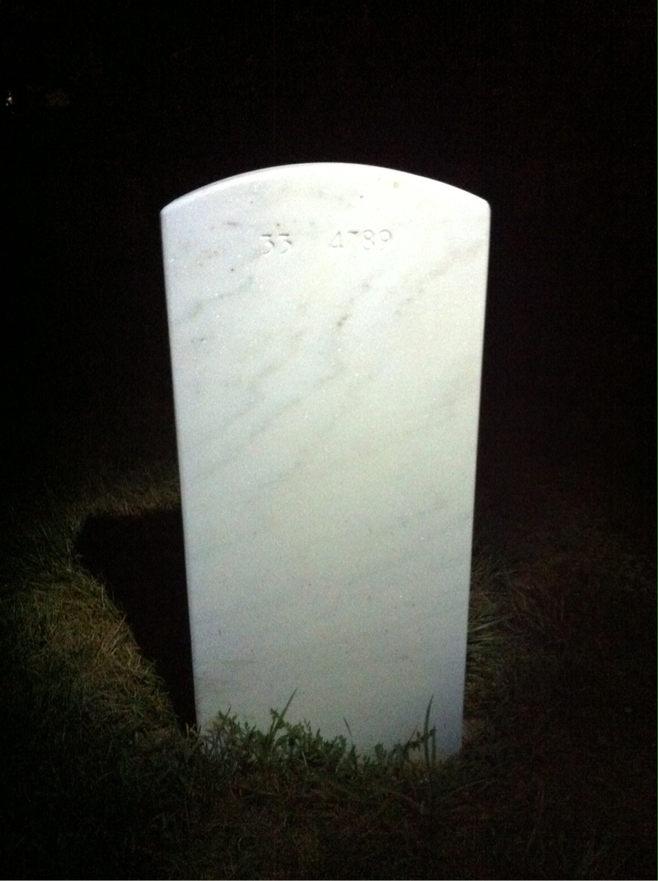 Back of headstone — Carroll Bradford