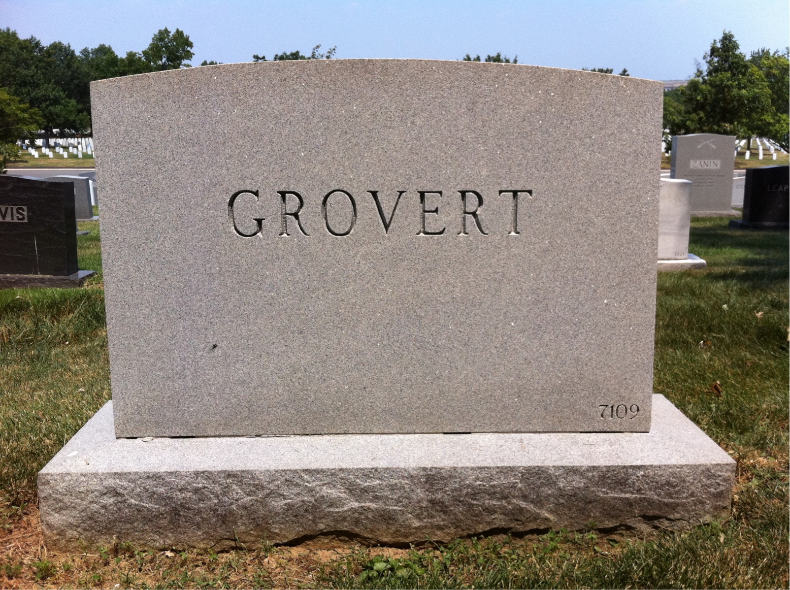 Back of headstone — Robert Grovert