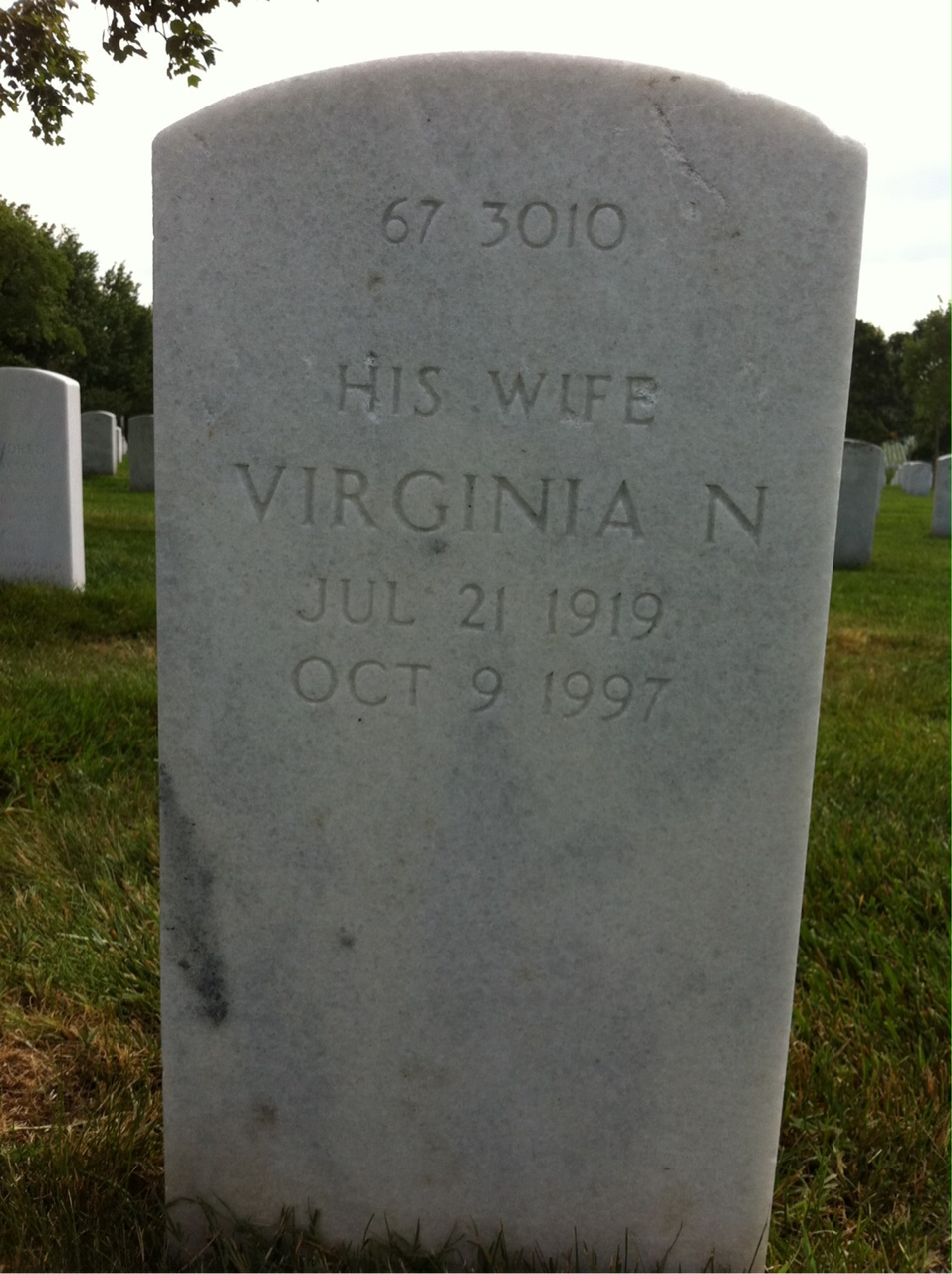 Back of headstone — Virginia Crist