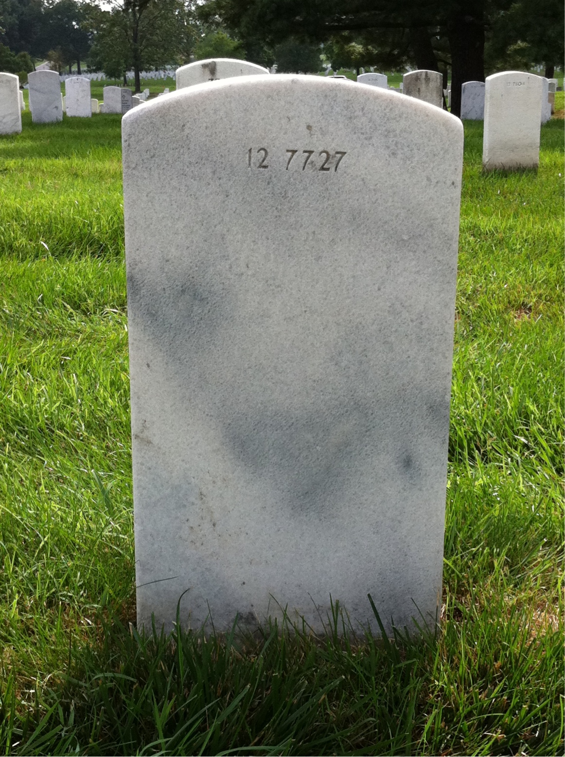 Back of headstone — Arvin J Landry