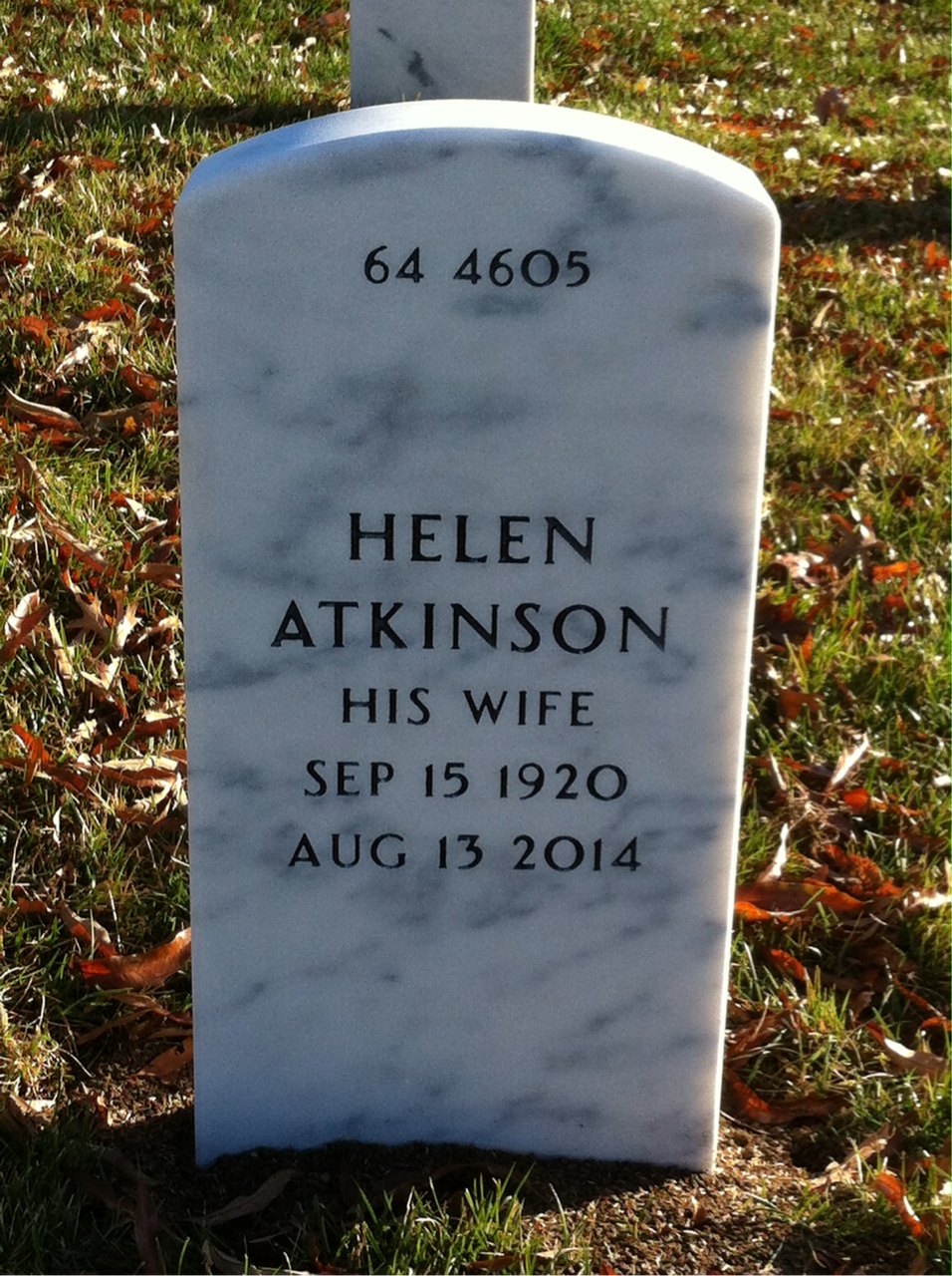 Back of headstone — Claude Hinson