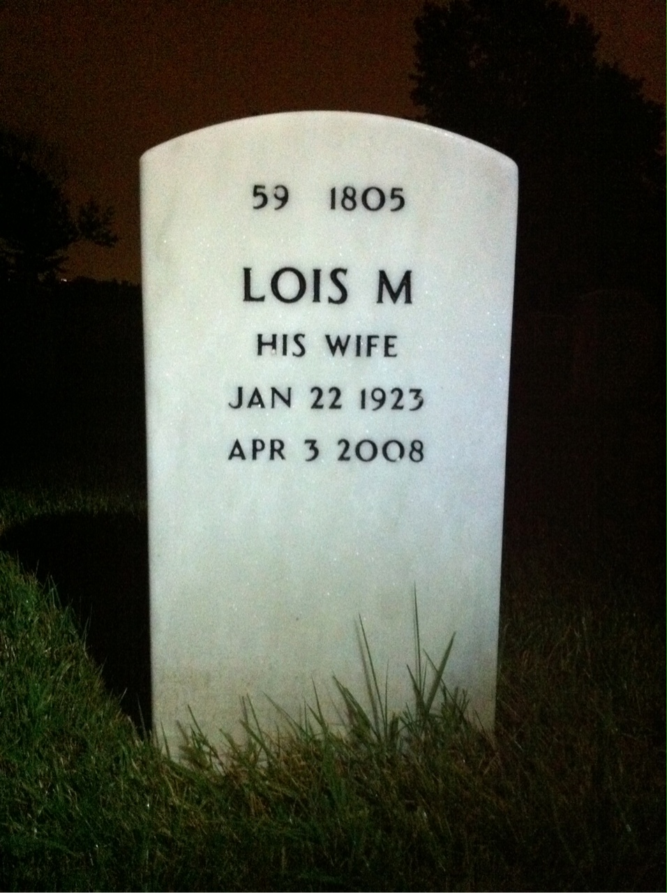 Back of headstone — James Bennison