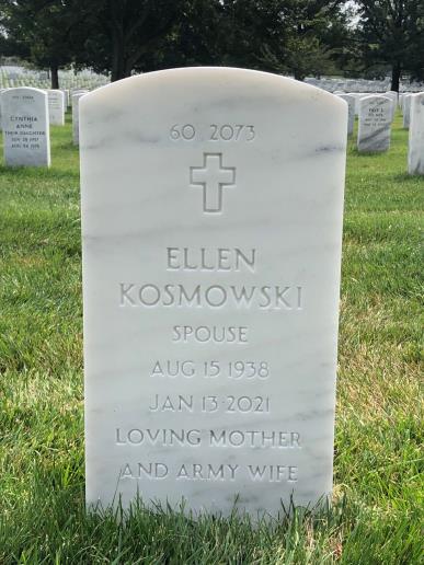 Back of headstone — Jerome Anthony Kosmowski