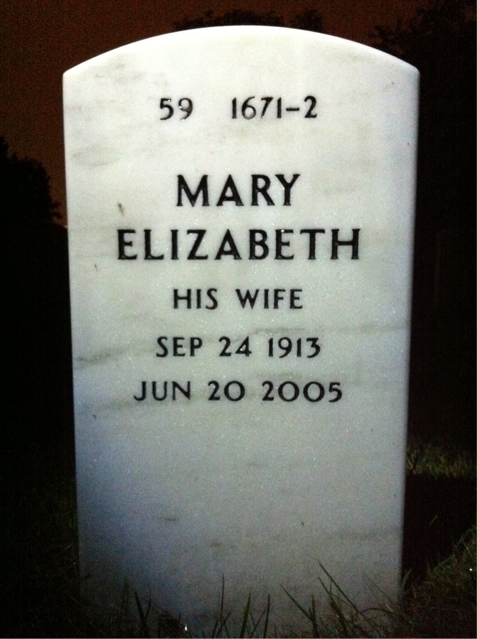 Back of headstone — William Pala