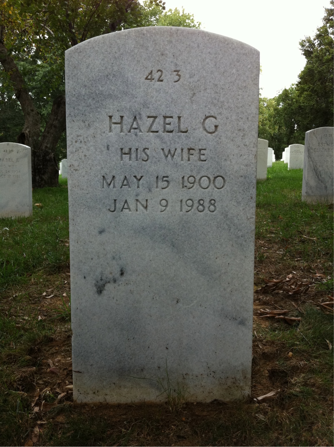 Back of headstone — Thomas C Connell