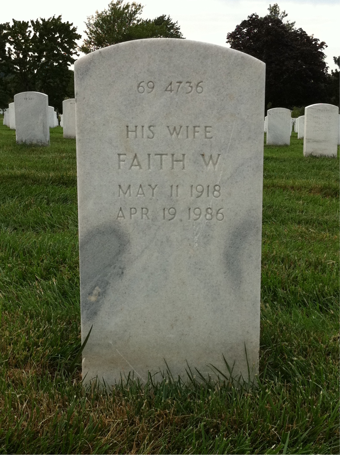 Back of headstone — Faith Murch