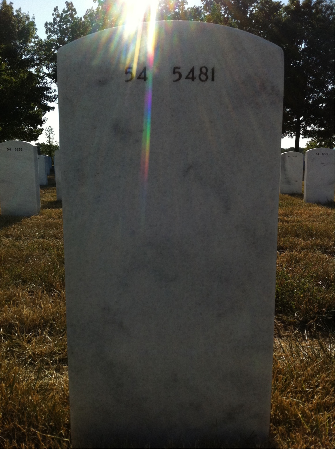 Back of headstone — Thomas Dean
