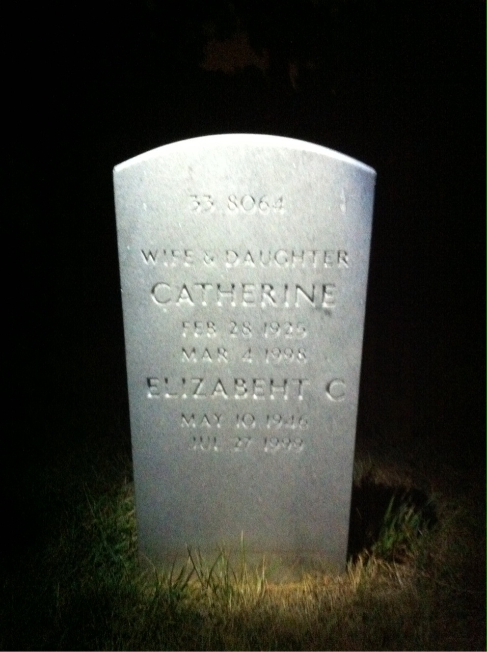 Back of headstone — Harold O Wright